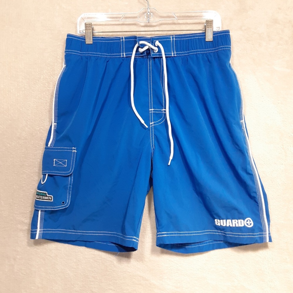 Watermen Original Mens Drawstring Board Shorts Sz.L/Blue/Cargo/Lined/GUARD/